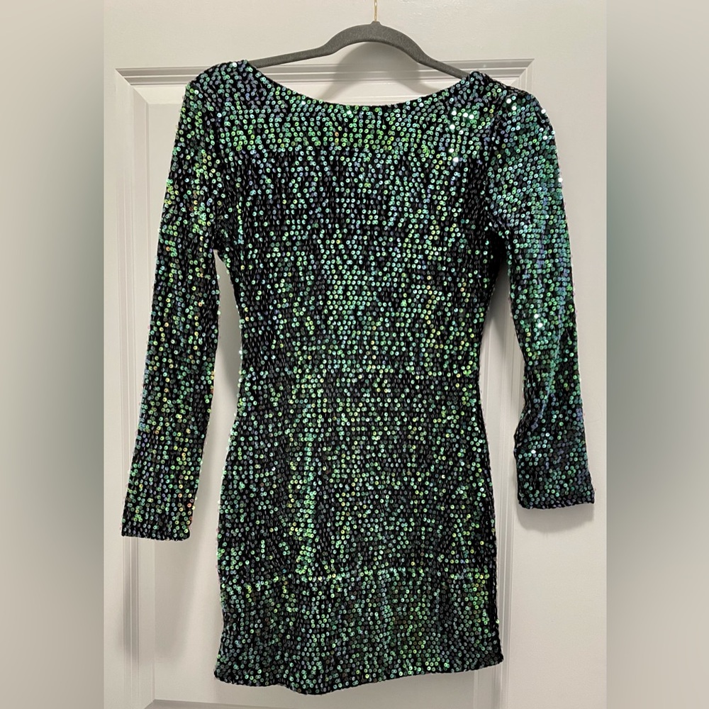 NWOT Green Sparkle Mini Dress